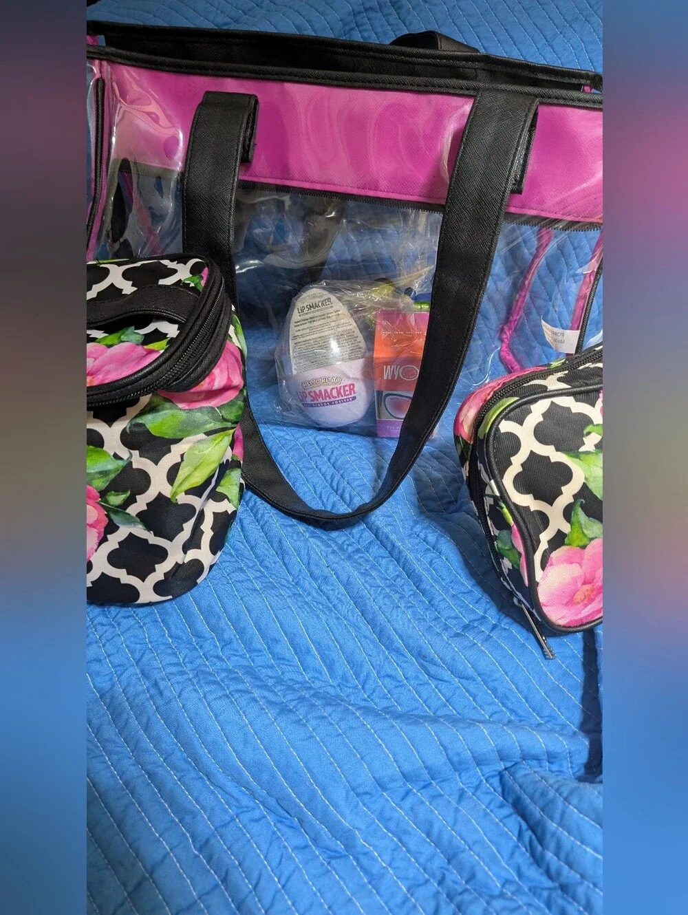 Modella Bright Pink Clear Bag Combo